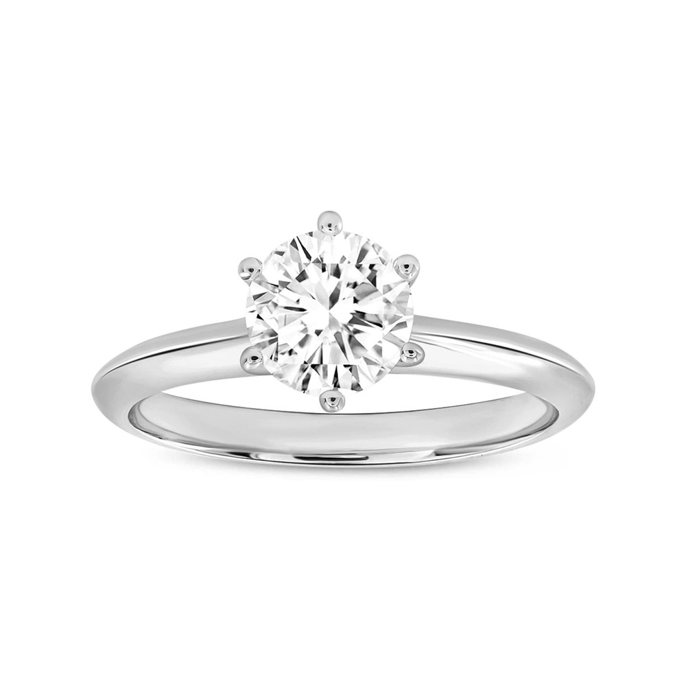Tesi 14K White Gold Round Shape Lab Grown Diamond Solitaire Ring - 1 Ct