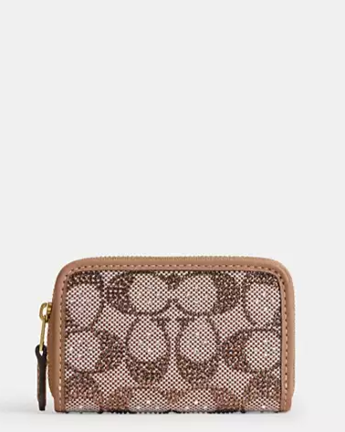 Essential Small Zip Around Card Case In Crystal Signature Jacquard