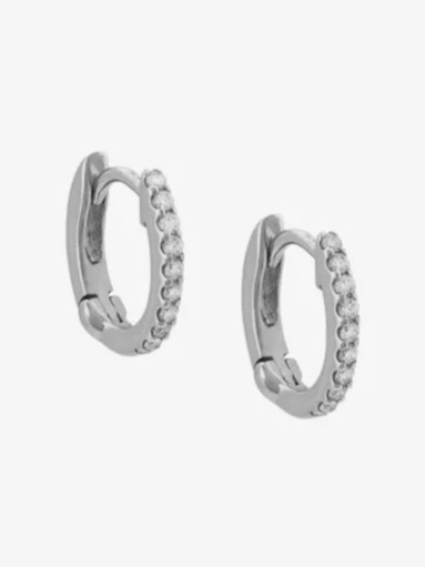 14kt white gold diamond huggie