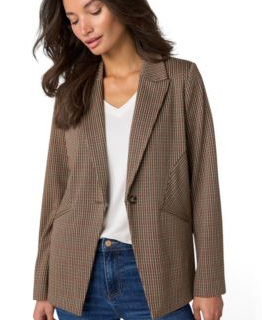 Women's Houndstooth Fitted Stretch Blazer