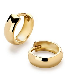 Solid Yellow Gold Bold Huggie Hoops Earrings