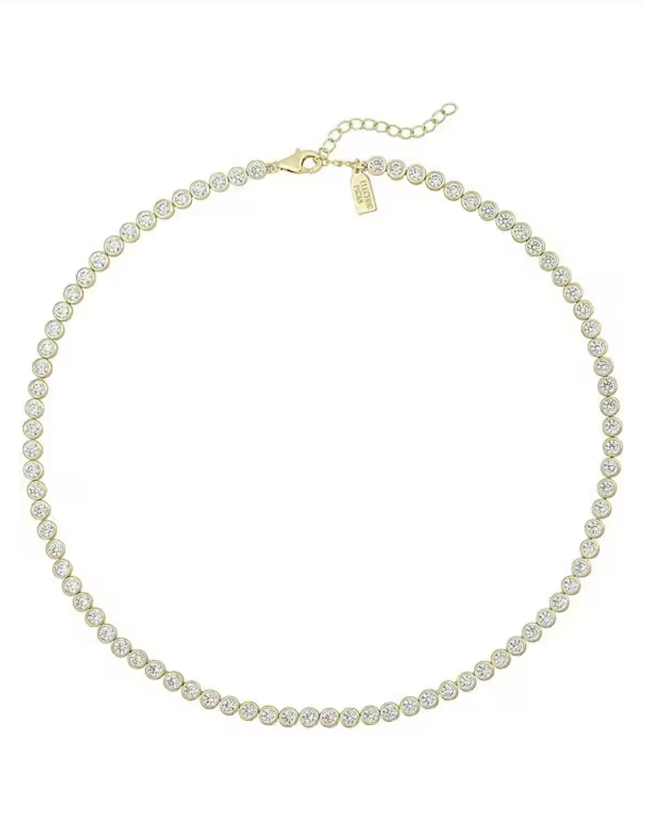 18K Gold Plated Swarovski Crystal Bezeled Tennis Necklace
