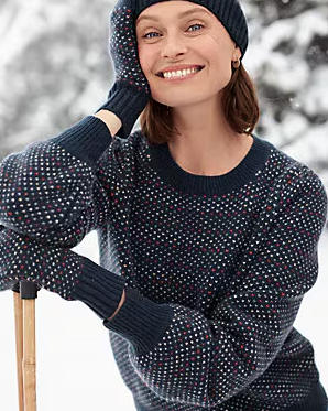 Snow Globe Cashmere Jacquard Pullover