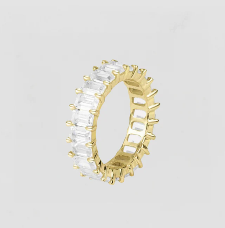 The Emerald Cut Pavé Ring