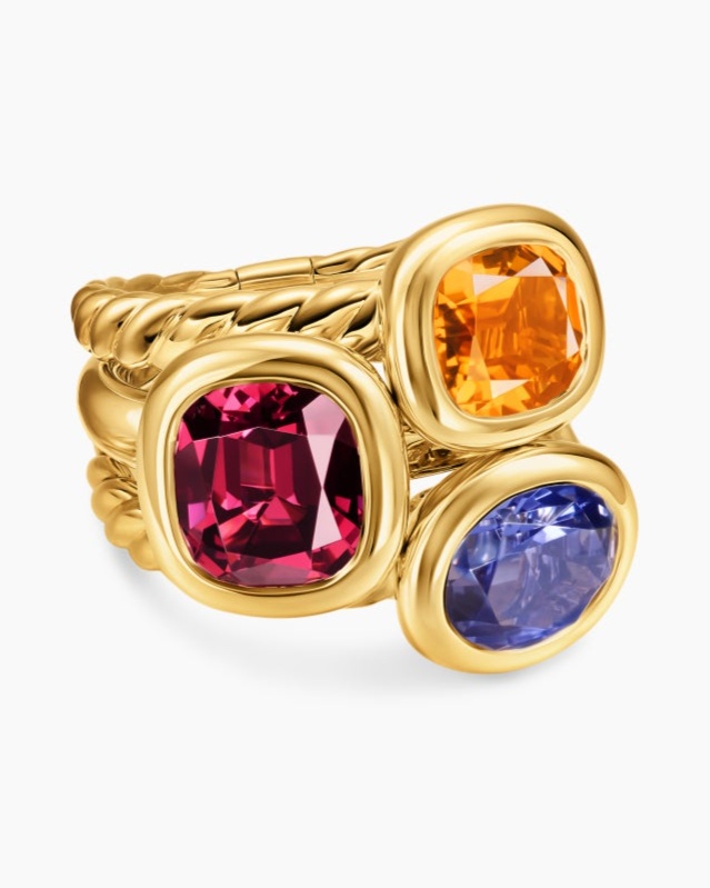 Dy Mercer Color Three Stone Ring In 18k Yellow Gold 20.7mm