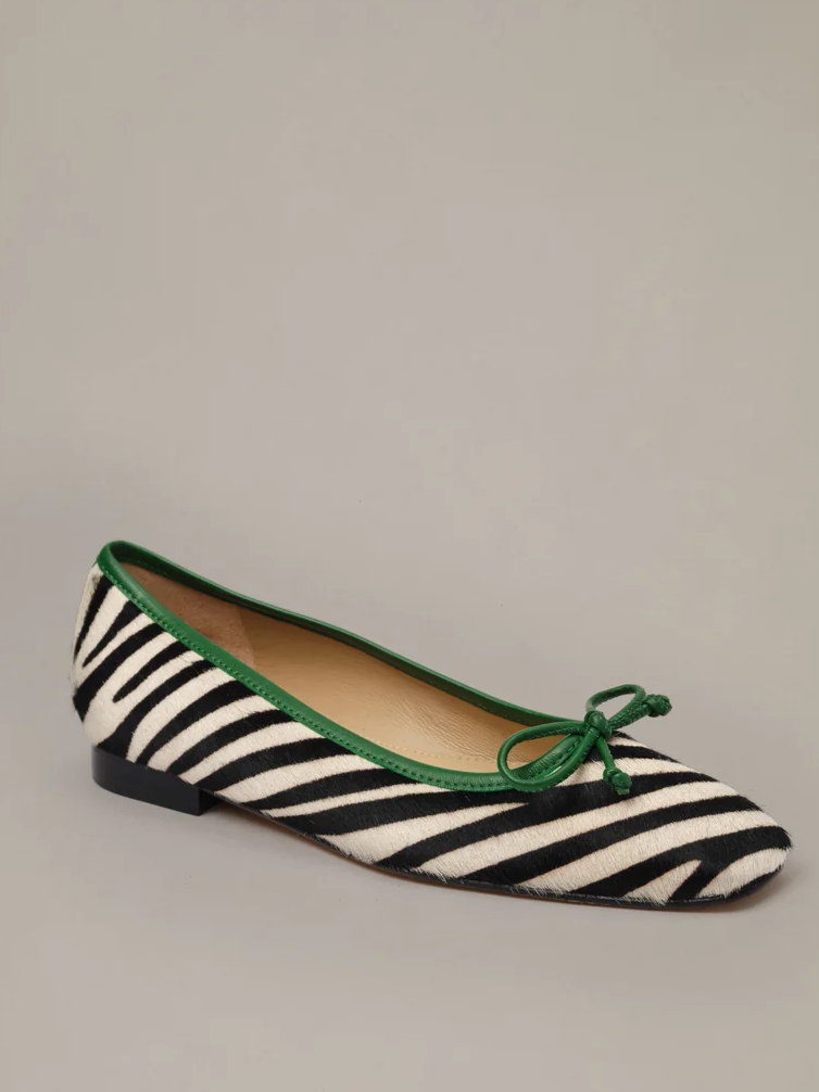 Viola Pony Hair Ballet Flats in Zebra