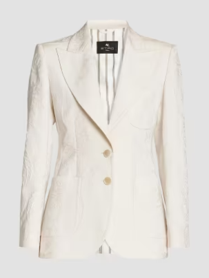 Paisley Embossed Two-Button Blazer