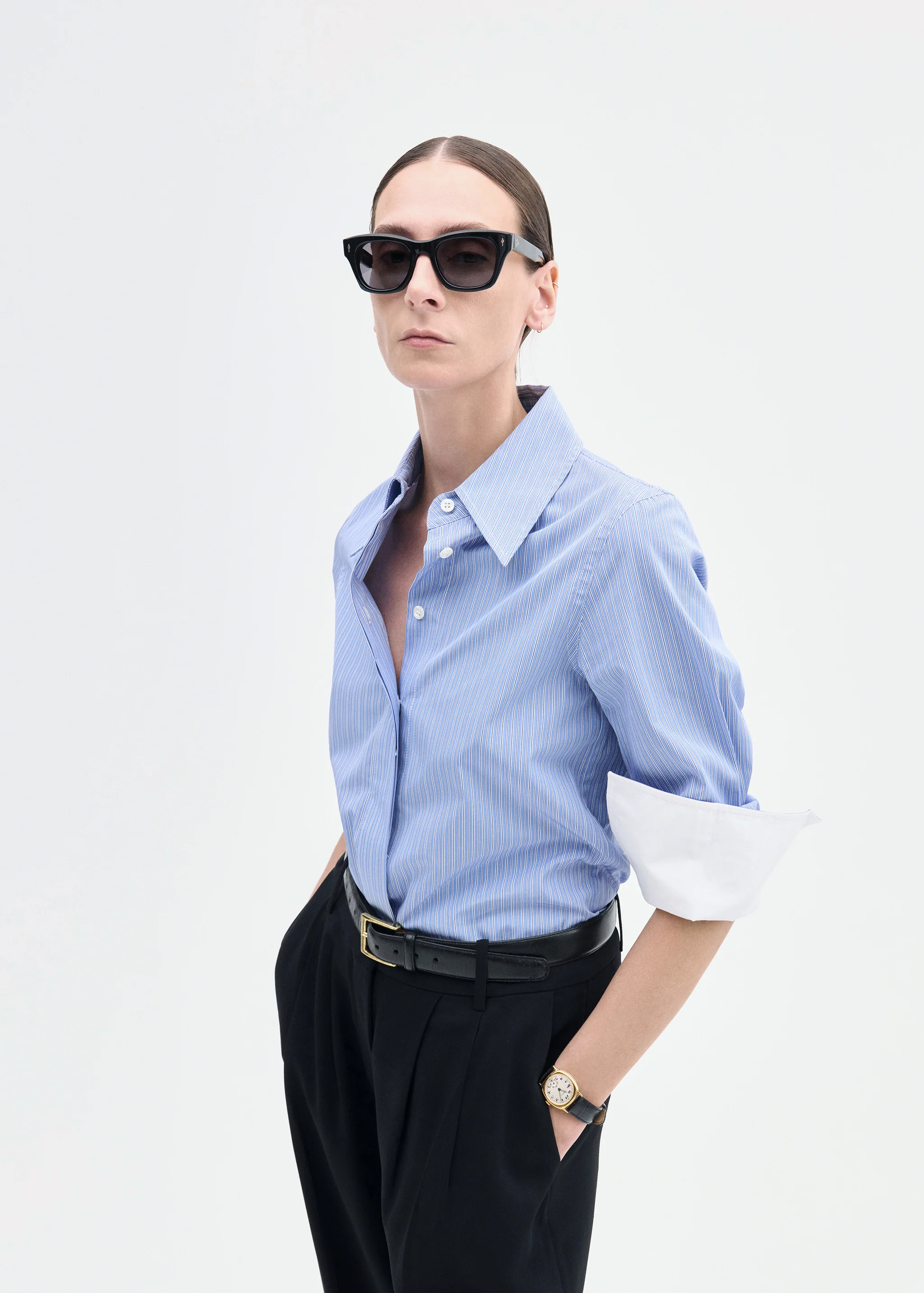 Fitted Shirt in Striped Poplin