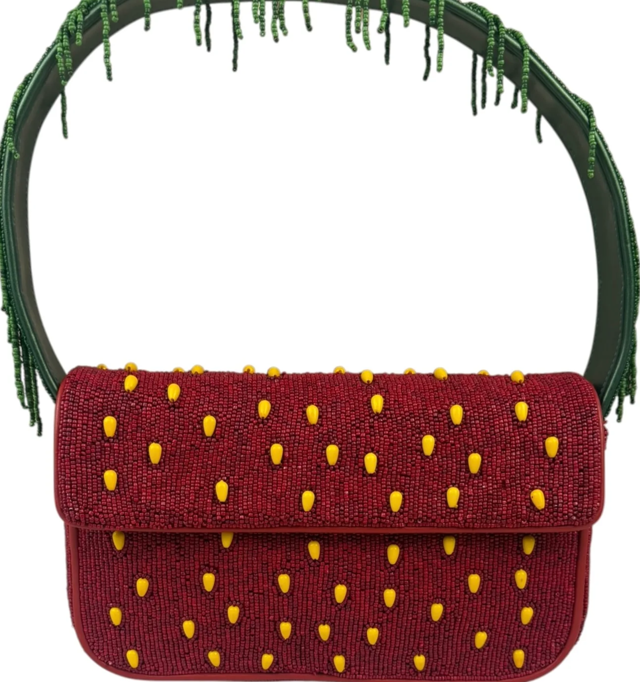 STAUD Strawberry Red Tommy Beaded Bag