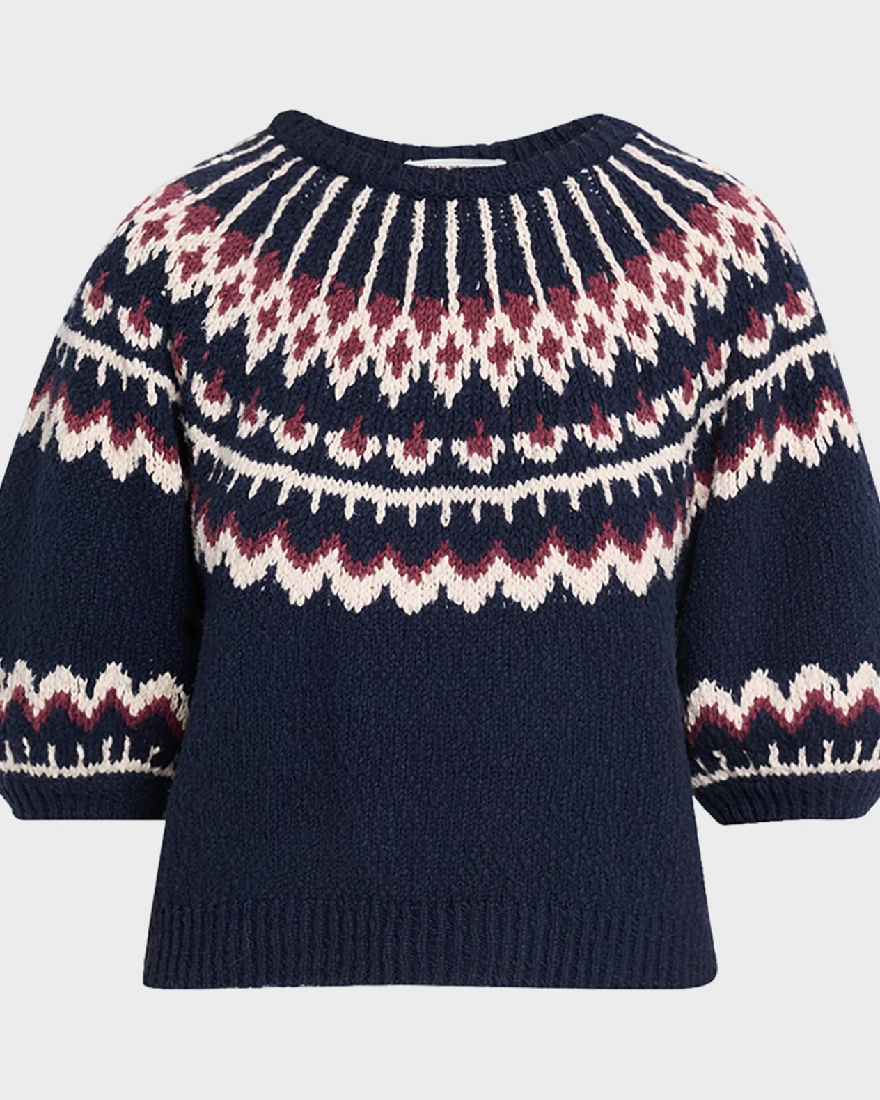 Puff-Sleeve Fair Isle Sweater