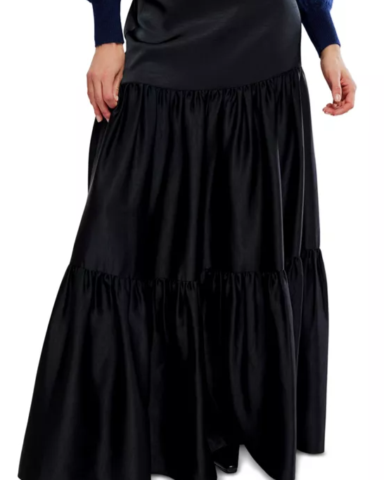 Juliette Tiered Satin Maxi Skirt