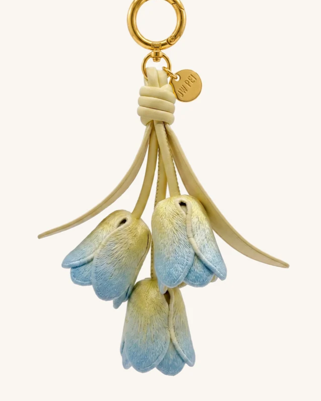 3D Embroidered Tulip Bag Charm - Light Gradient Yellow
