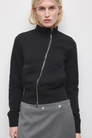 Women's Asymmetric Track Jacket in Black