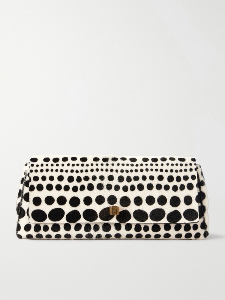 Audrey polka-dot calf hair clutch