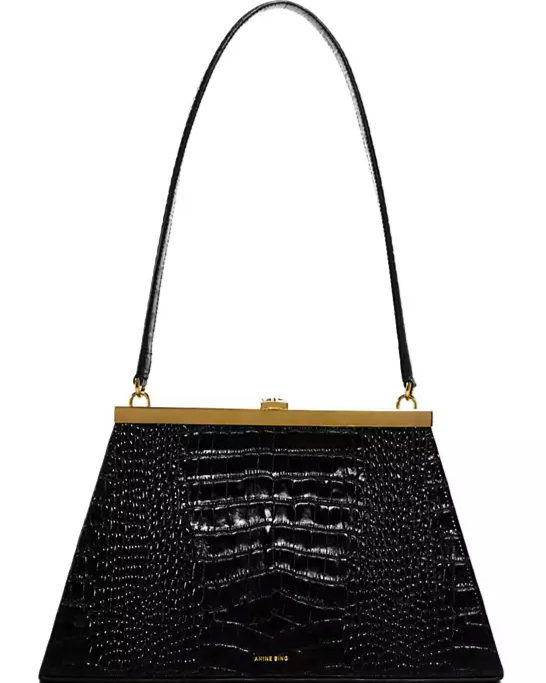 Anine Croc Embossed Leather Shoulder Bag