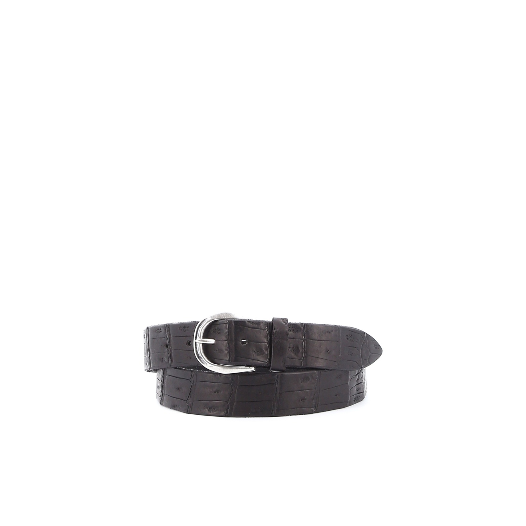Croco Print Leather Belt