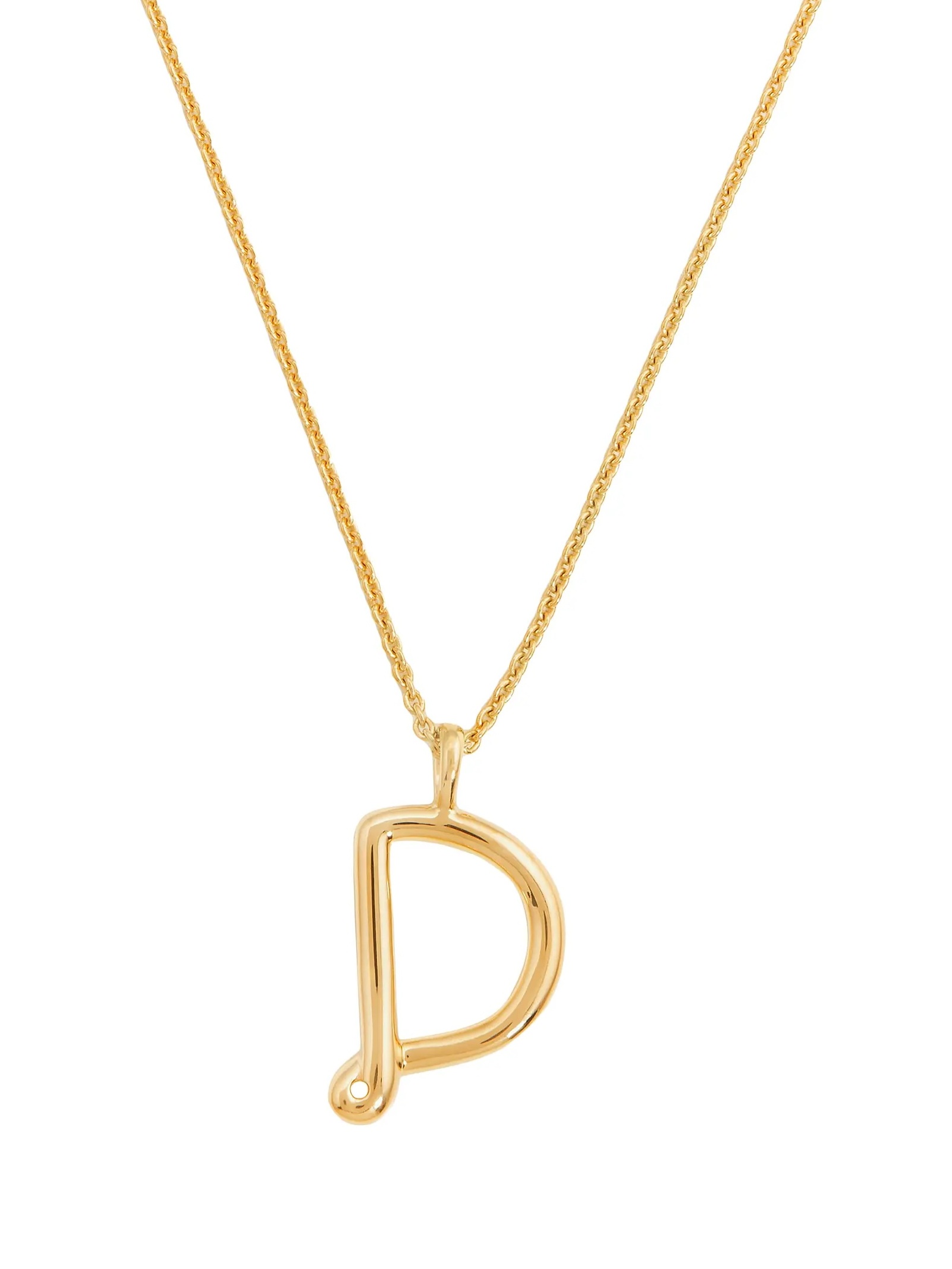 18K-Yellow-Gold Vermeil Curly Molten Initial Pendant Necklace