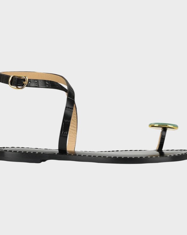 The Kigali Croc-Effect Leather Toe-Ring Sandals