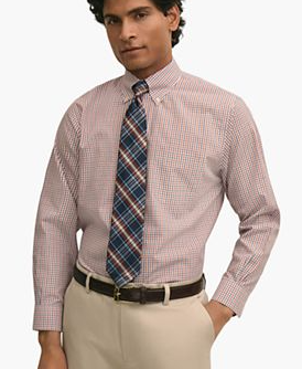 Men's Striped Polo Button-Down Dress Shirt