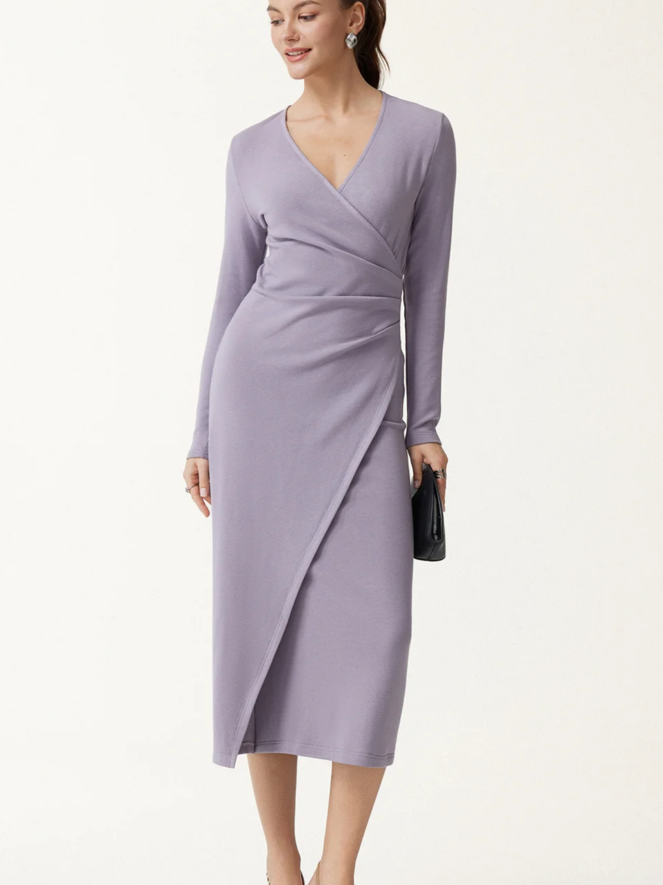 ProWarm Surplice Long Sleeve Tucked Dress