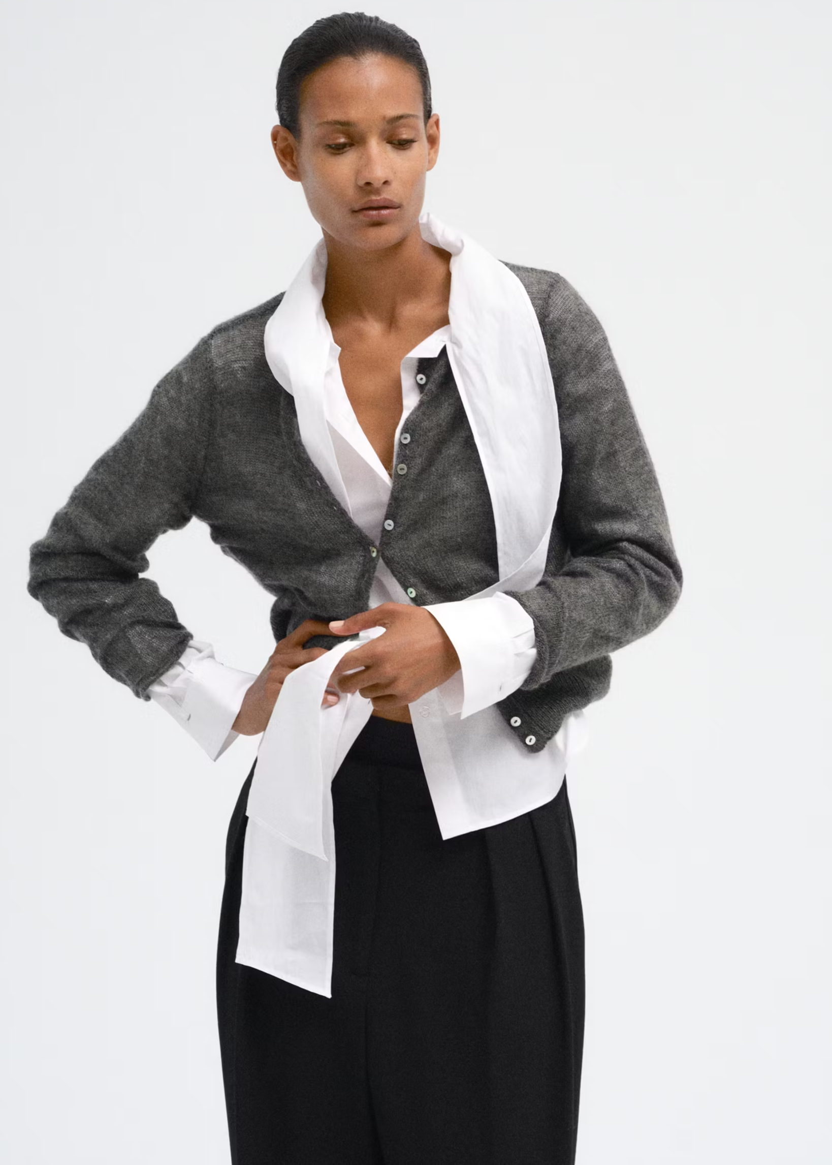 Fine Knit Button-Up Cardigan