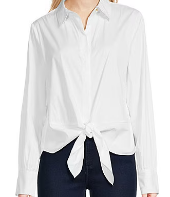 The Tie Lilly Poplin Point Collar Long Sleeve Button Front Shirt