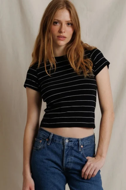 Lisa Stripe Cotton Fitted Tee