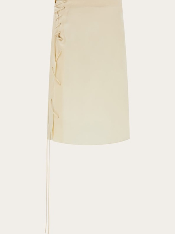 Satin skirt with string tie detail