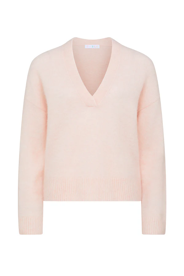 Colour Me Mohair Wool V-Neck Jumper - Petal