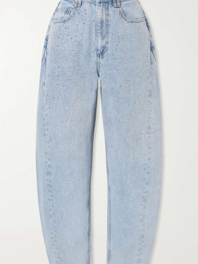Lucina studded high-rise straight-leg jeans