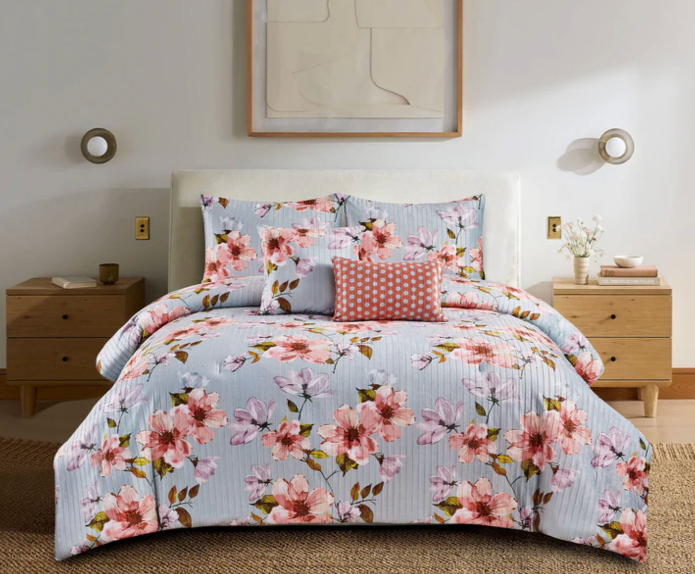 ShopBobbys Botanica 5 Piece Reversible Floral Chenille Comforter Set