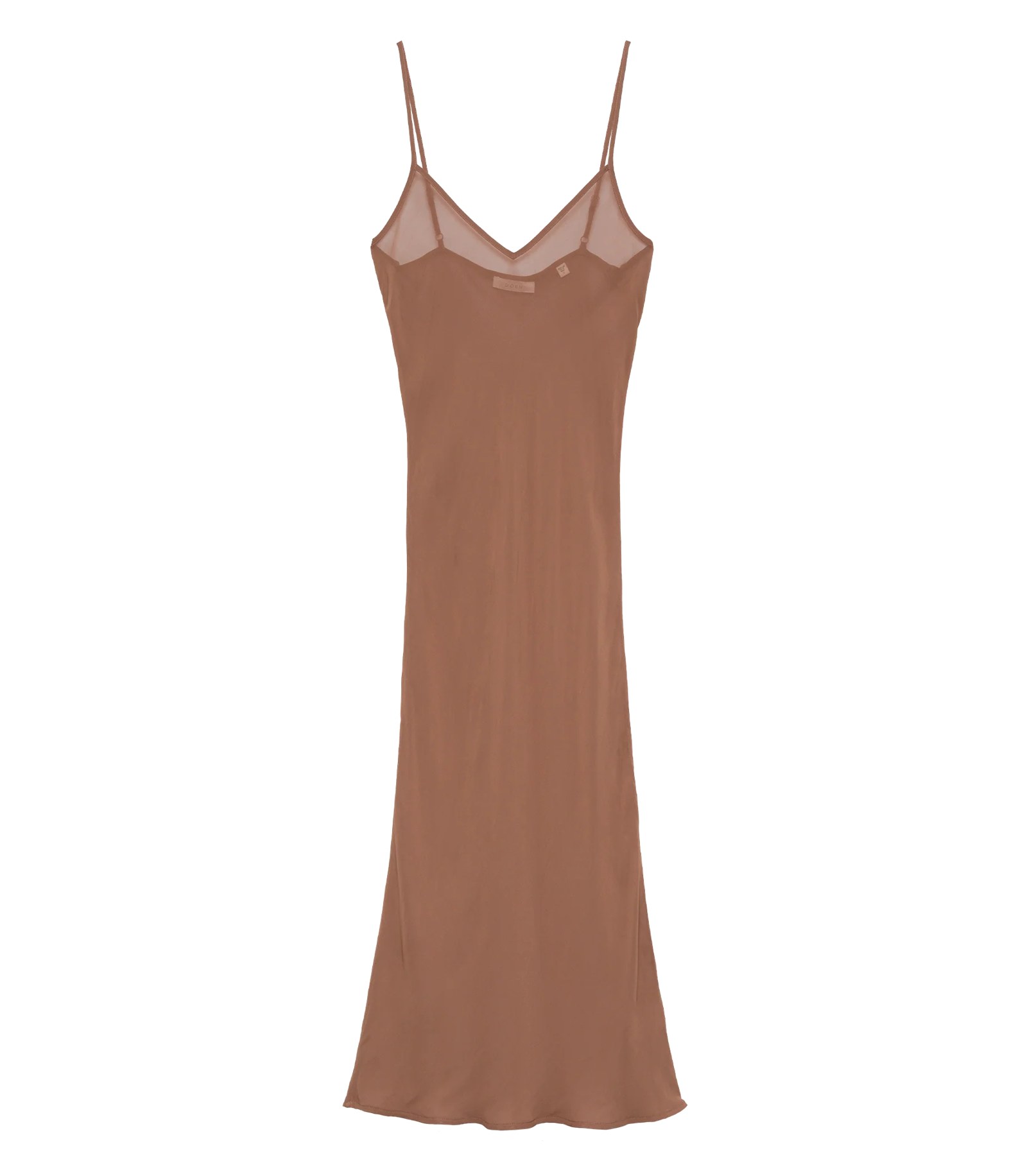 Long Deep V-Neck Slip - carob
