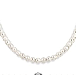 White Pearl Strand Necklace Women: 8mm/10mm Ivory Pearl Chain Wedding Jewelry with Dainty Silver Clasp for Bride Bridemaid - Trendy Accessory for Mother Graduate Elegant Lady