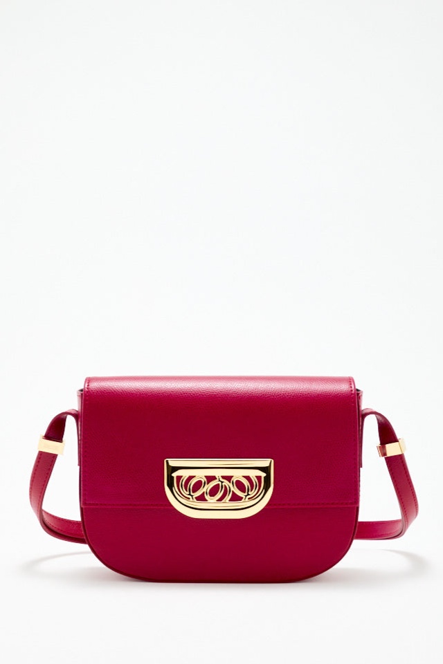 Destree Red leather crossbody bag with golden clasp