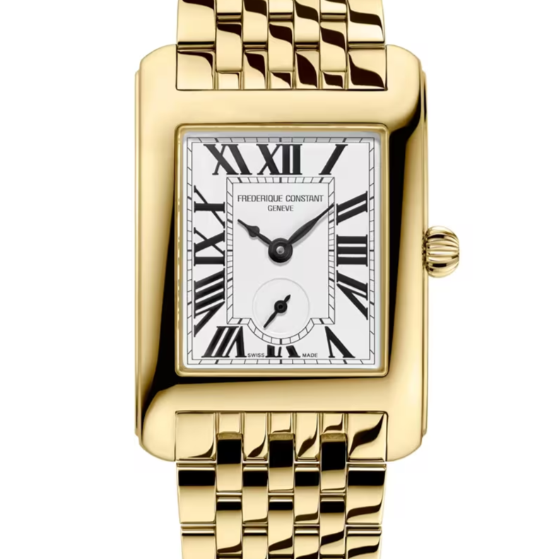 Ladies' Classics Carrée Watch With a White Dial and Gold-Toned Stainless Steel Bracelet