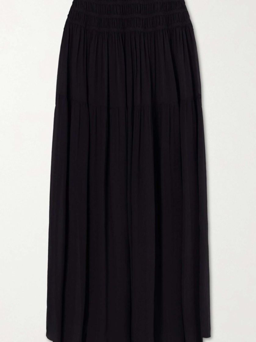 Midnight shirred muslin maxi skirt