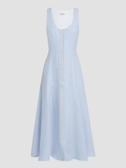 Marcy Sleeveless Linen Twill Midi-Dress