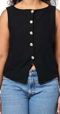 womens Plus Textured Button Through Waistcoat
