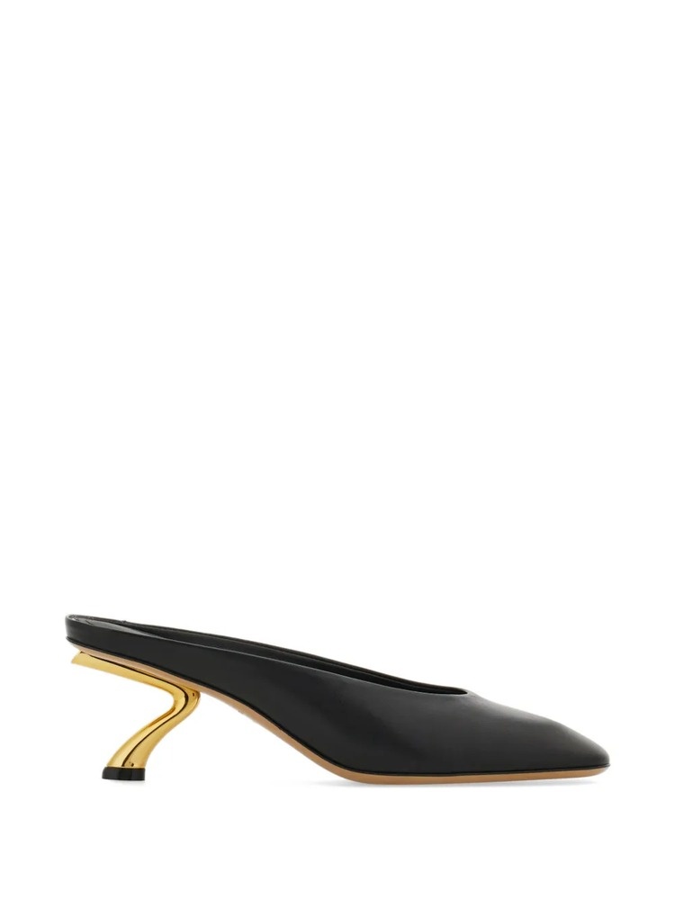 S-shaped heel mules