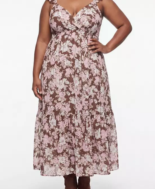 Plus Size Sleeveless Surplice Ruffle Maxi Dress