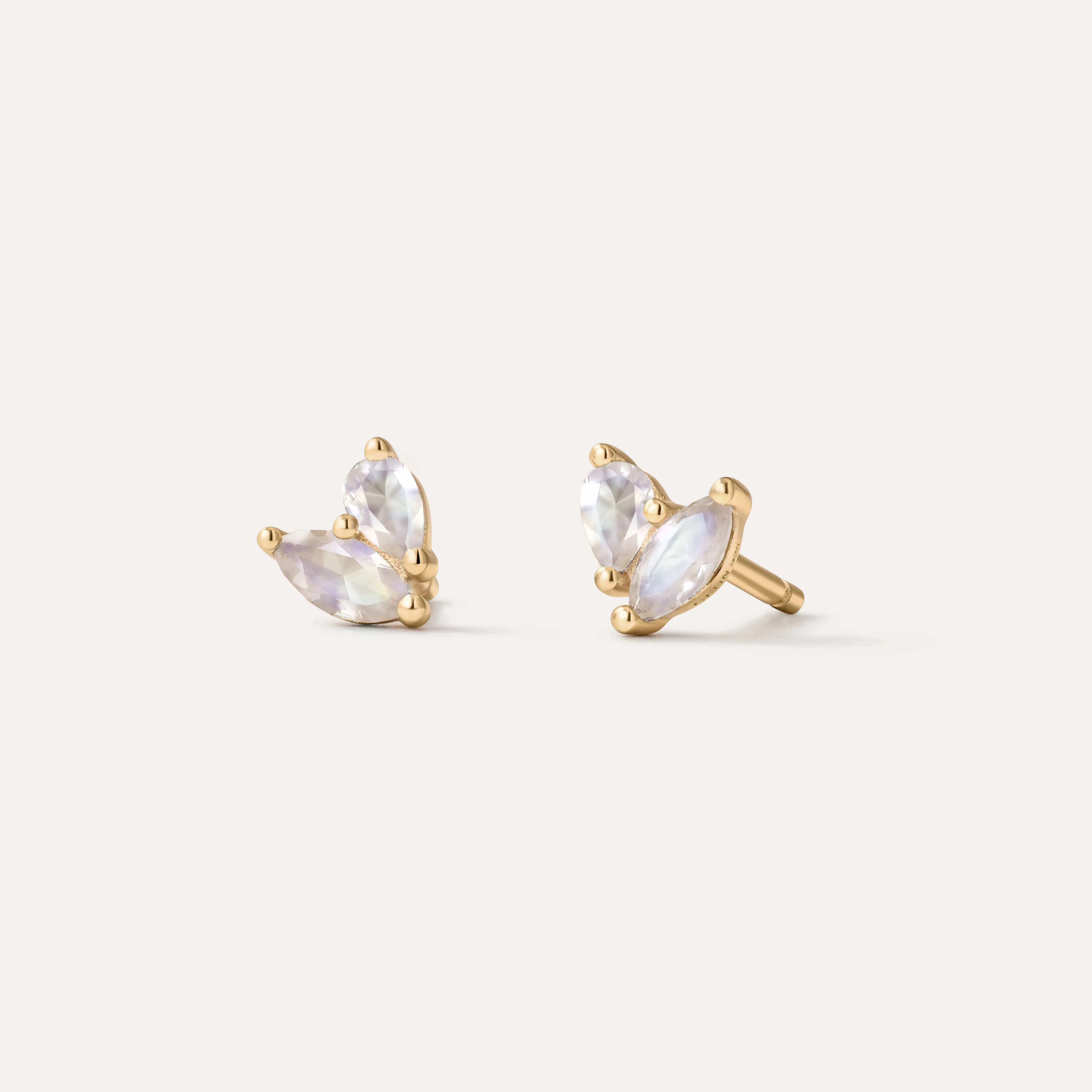 White Moonstone Marquise Studs