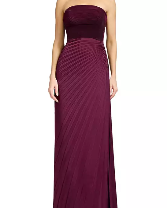 Kinley Strapless Pleated Satin Gown