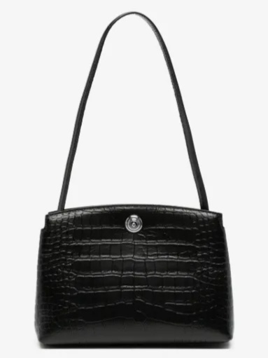 Pushlock croc-effect clutch bag