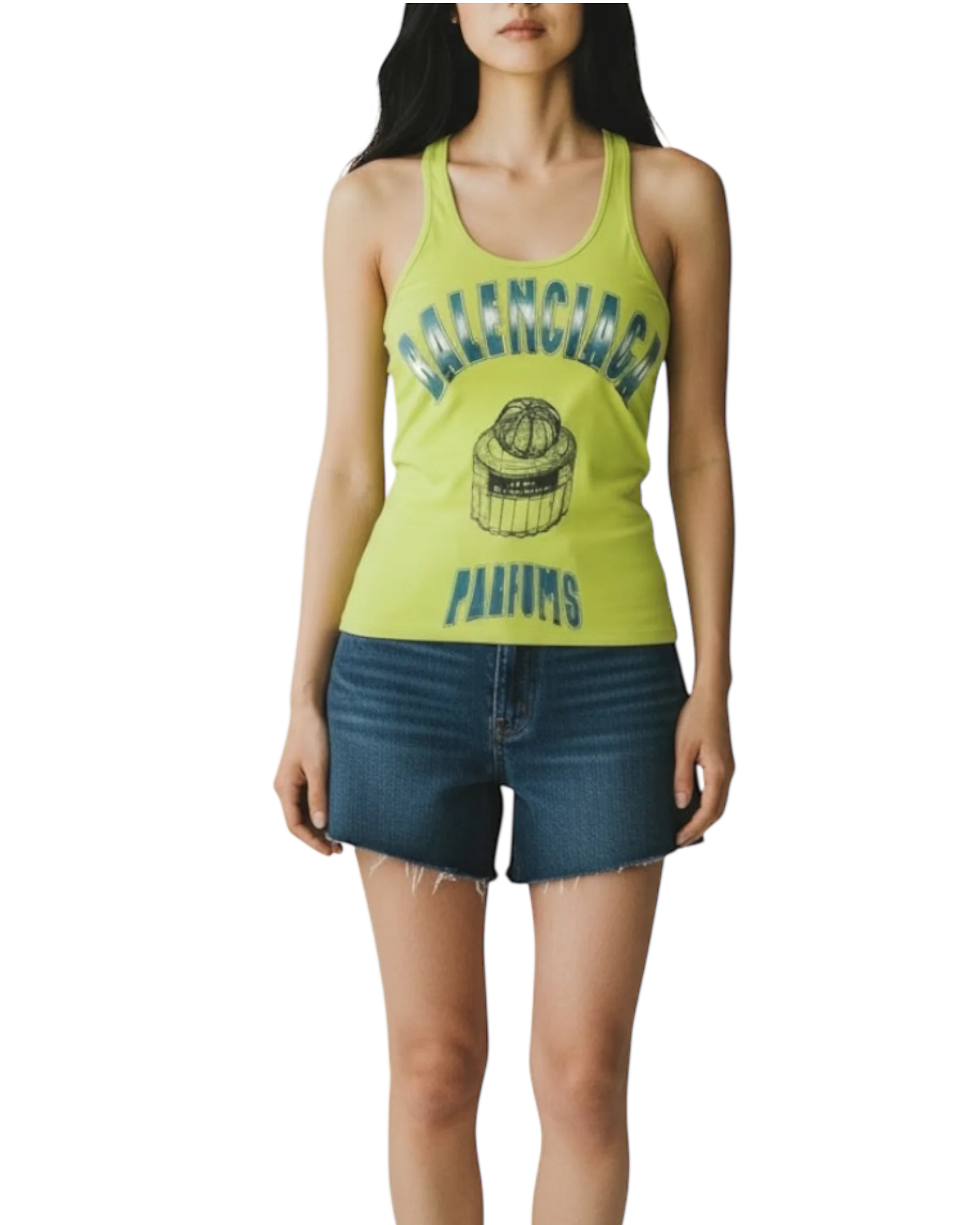 Balenciaga 2004 Le Dix Parfums Graphic Tank Top — Lime Green, Size XS/FR 36