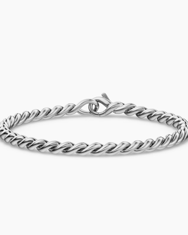 Sculpted Cable Chain Bracelet In Sterling Silver 3.7mm