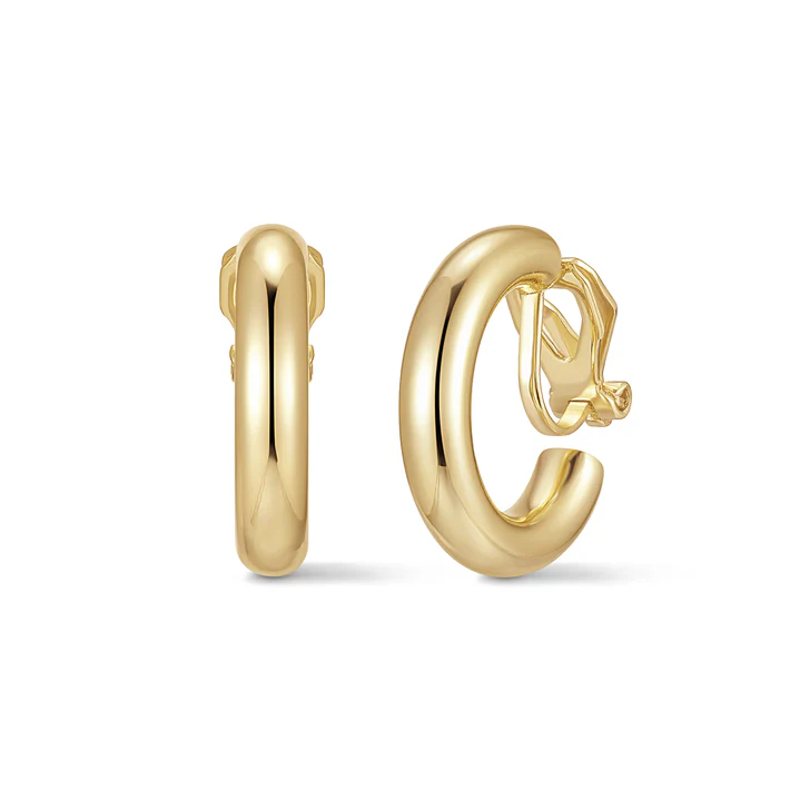Waterproof Polished Hoop Clip On Earrings