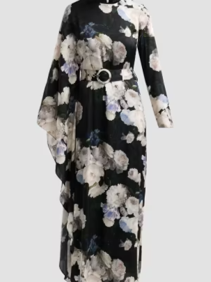 Aurelia Floral Silk-Blend Belted Maxi Dress
