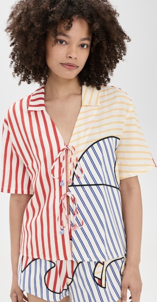 Navy Stripes Off-White Blouse
