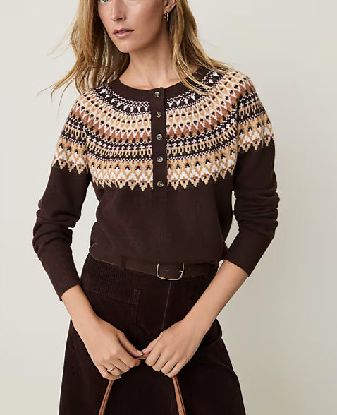 Weekend Fair Isle Henley Sweater