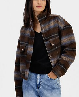 Women's Plaid Corduroy Bomber Jacket